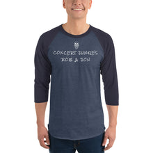 Load image into Gallery viewer, 3/4 sleeve Concert junkies  raglan shirt